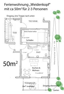 Grundriss der Ferienwohnung Weidenkopf