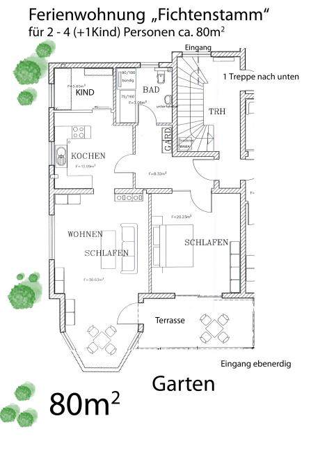Grundriss der Ferienwohnung Fichtenstamm