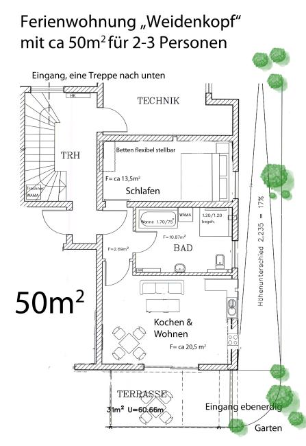 Grundriss der Ferienwohnung Weidenkopf